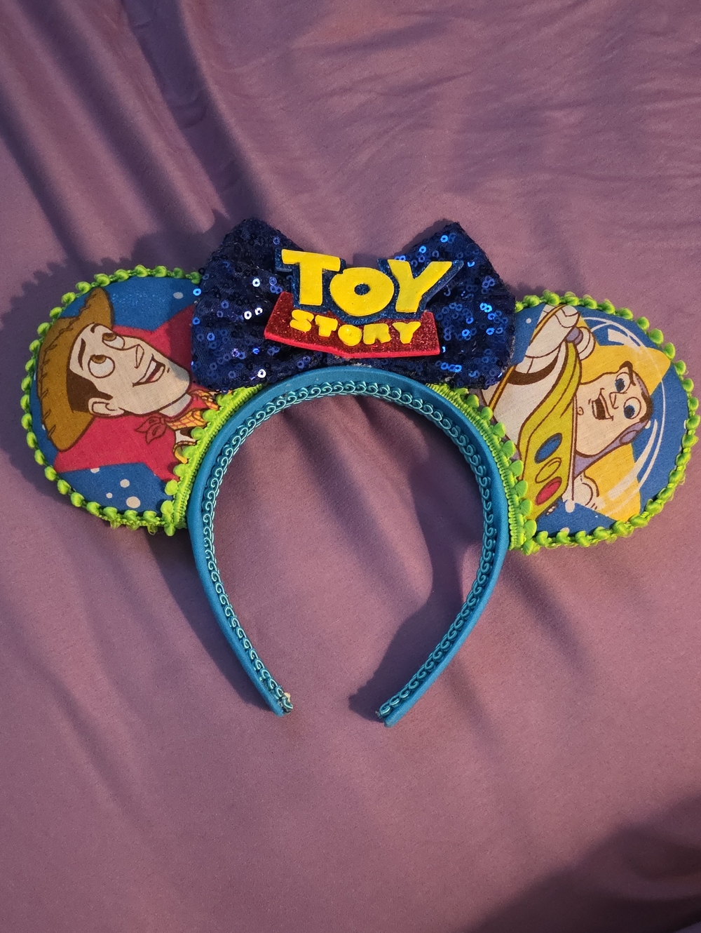 Toy Story Inspired Blue Sequin Bow Headband